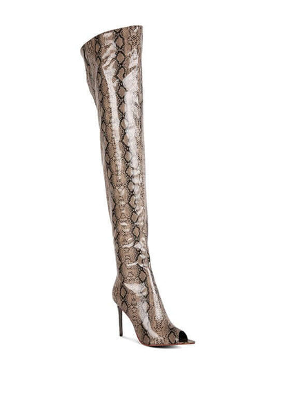 High Drama Snake print Stiletto Boots - TayDiane