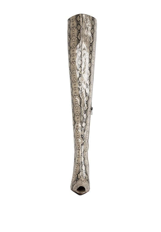 High Drama Snake print Stiletto Boots - TayDiane