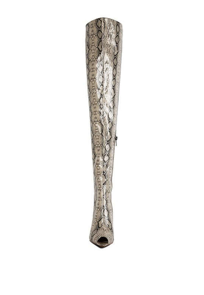 High Drama Snake print Stiletto Boots - TayDiane