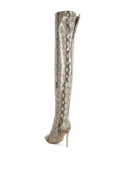 High Drama Snake print Stiletto Boots - TayDiane