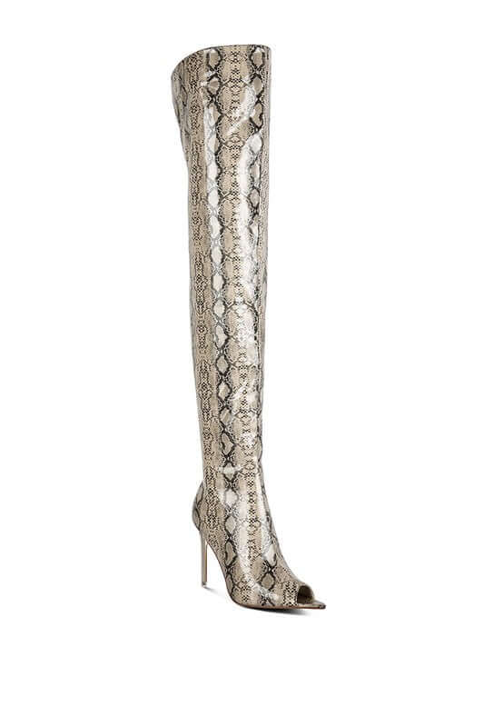 High Drama Snake print Stiletto Boots - TayDiane