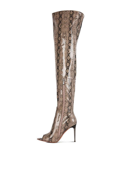 High Drama Snake print Stiletto Boots - TayDiane