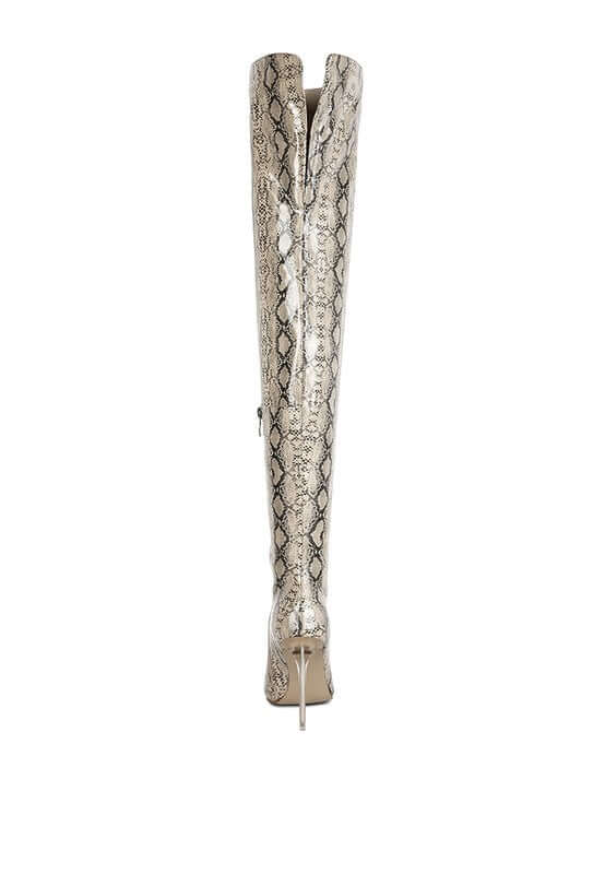 High Drama Snake print Stiletto Boots - TayDiane