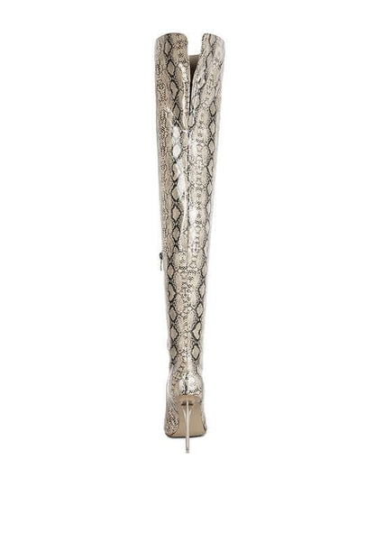 High Drama Snake print Stiletto Boots - TayDiane