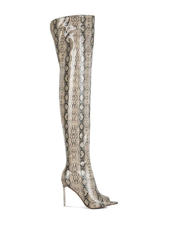 High Drama Snake print Stiletto Boots - TayDiane