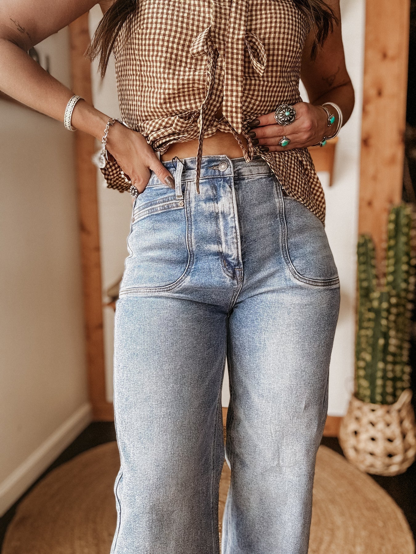 High - Rise Casual Washed Wide Leg Jeans - TayDiane