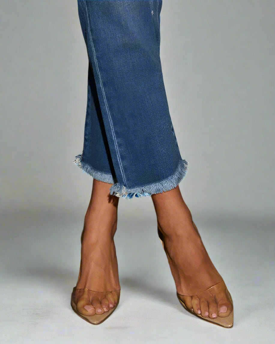 High - Rise Ripped and Frayed Ankle Jeans - TayDiane