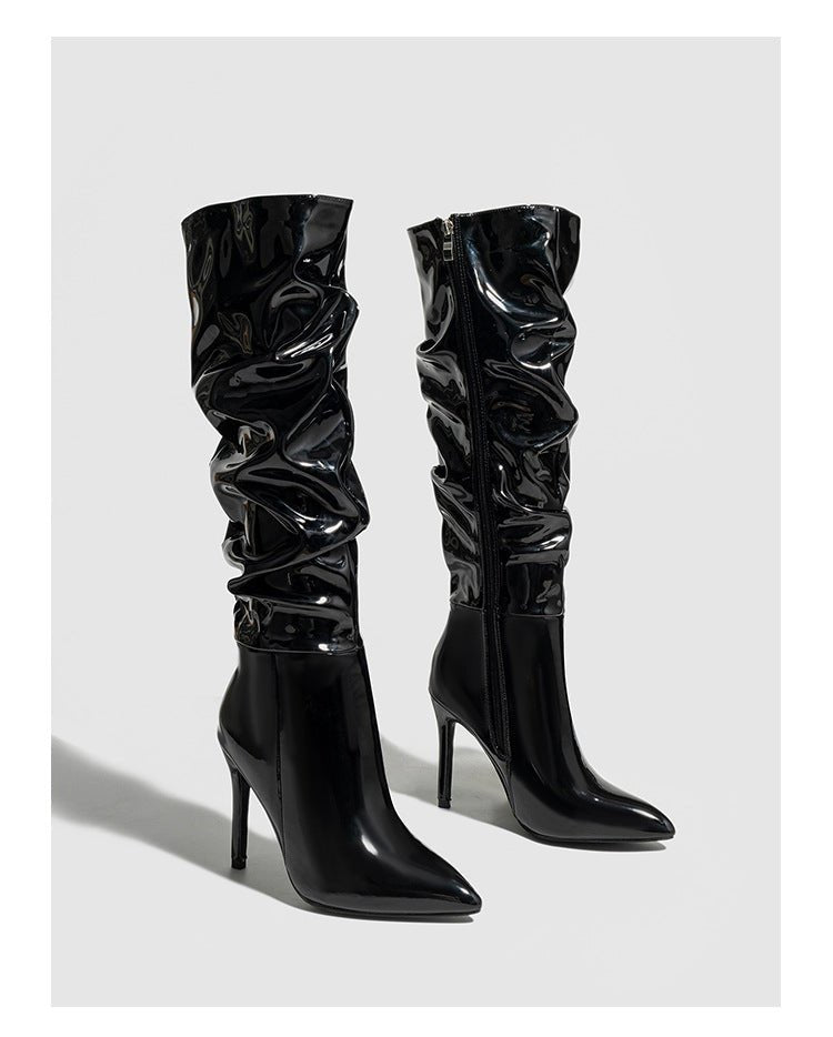 High - Shine Slouchy Knee - High Boots - TayDiane