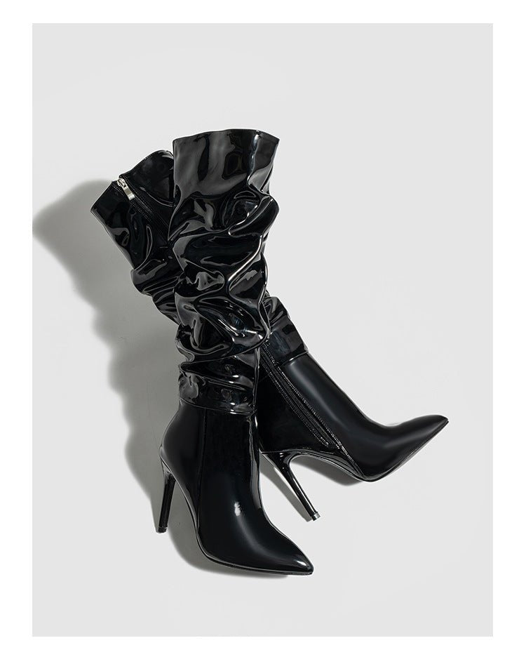 High - Shine Slouchy Knee - High Boots - TayDiane