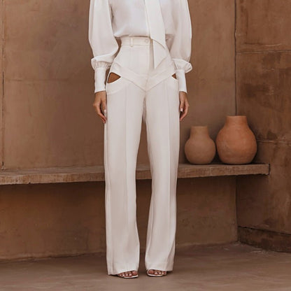 High - Waist Cutout Wide - Leg Pants - Taydiane