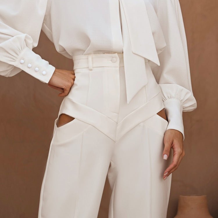 High - Waist Cutout Wide - Leg Pants - Taydiane