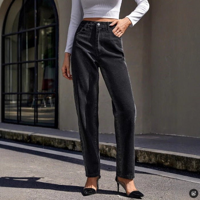 High - Waisted Slimming Straight Leg Denim Jeans - TayDiane