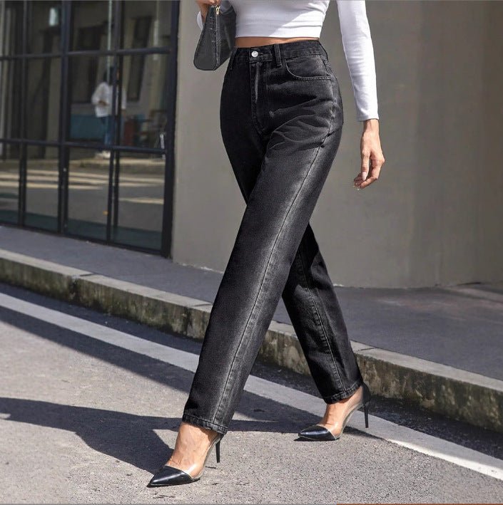 High - Waisted Slimming Straight Leg Denim Jeans - TayDiane