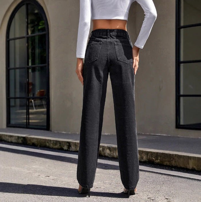 High - Waisted Slimming Straight Leg Denim Jeans - TayDiane