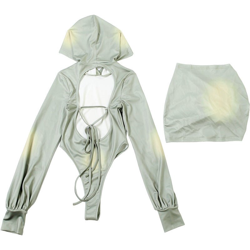 Hooded Backless Skirt Set - Chic & Sexy for Fall - TayDiane