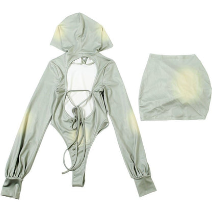 Hooded Backless Skirt Set - Chic & Sexy for Fall - TayDiane