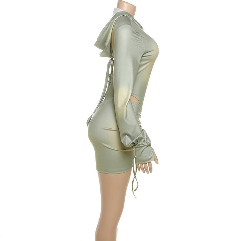 Hooded Backless Skirt Set - Chic & Sexy for Fall - TayDiane
