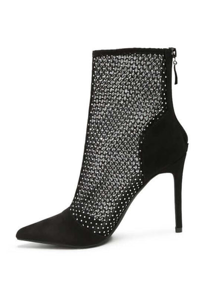 Jazz Rhinestone Embellished Mesh Stiletto Boots - TayDiane