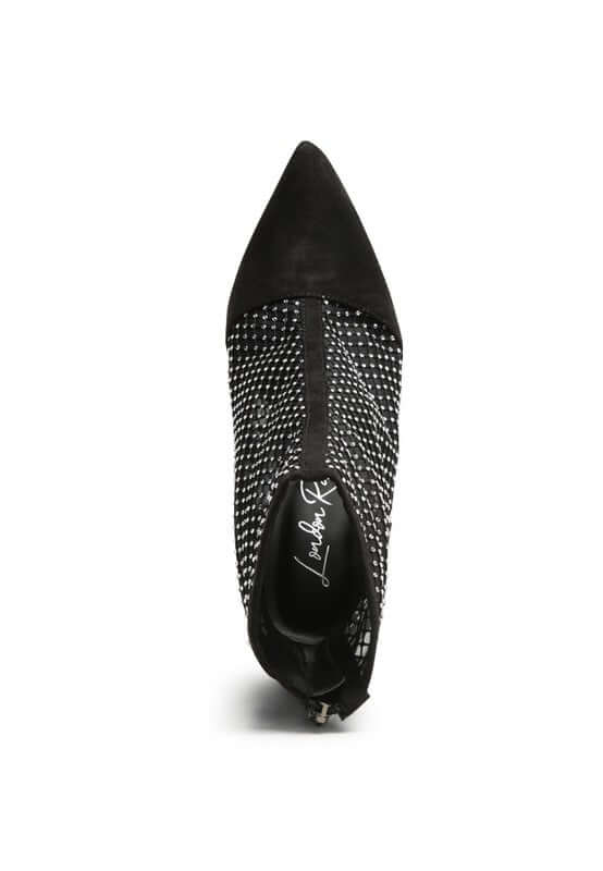 Jazz Rhinestone Embellished Mesh Stiletto Boots - TayDiane