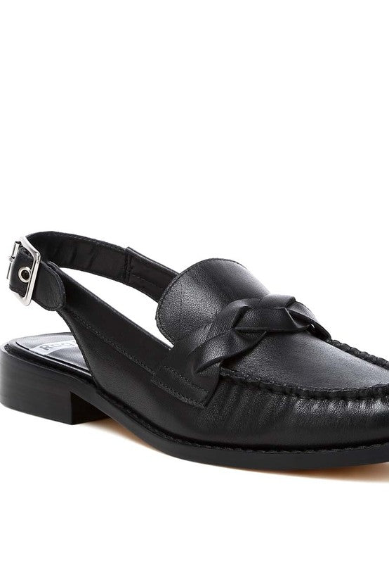 Jemykin Genuine Leather Loafer Sandals - TayDiane