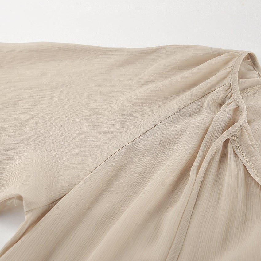 Khaki Ruffle Sleeve Sun - Protective Maxi Dress - TayDiane