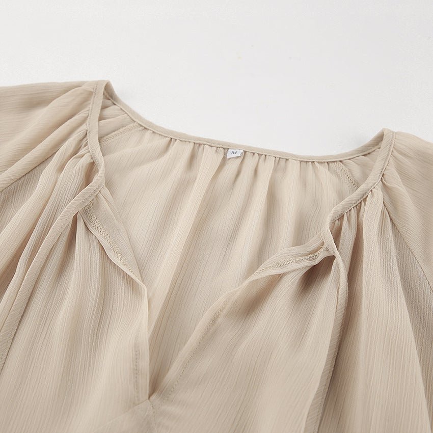 Khaki Ruffle Sleeve Sun - Protective Maxi Dress - TayDiane