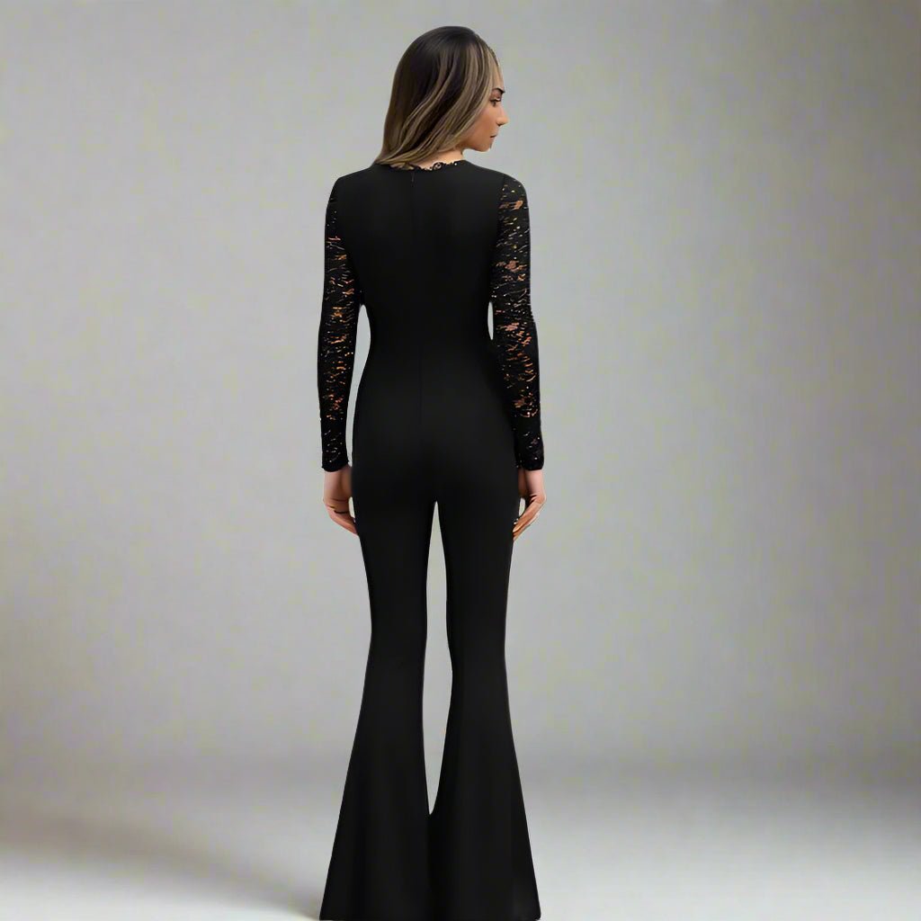 Lace Corset Flare Jumpsuit - TayDiane