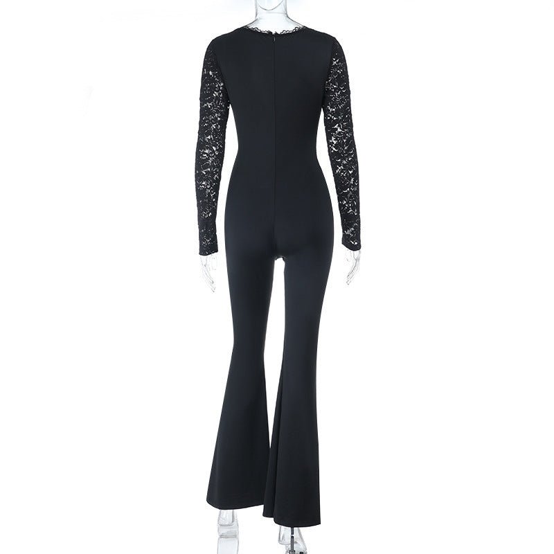 Lace Corset Flare Jumpsuit - TayDiane