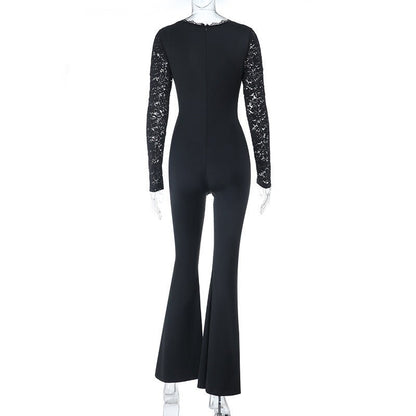 Lace Corset Flare Jumpsuit - TayDiane