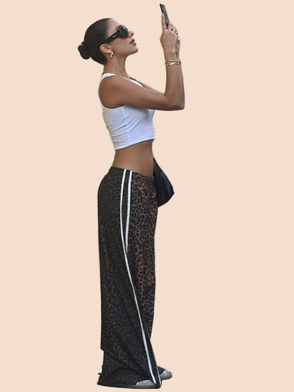 Leopard Print Street Track Pants - TayDiane