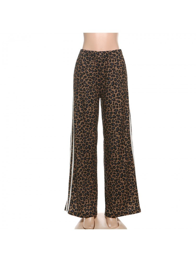 Leopard Print Street Track Pants - TayDiane