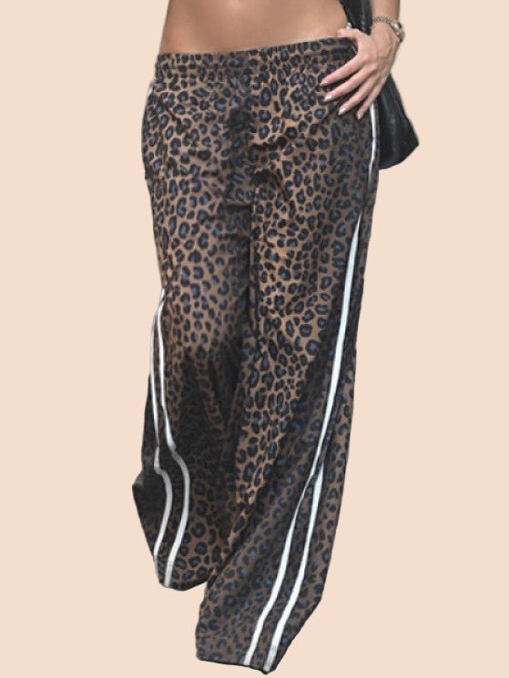 Leopard Print Street Track Pants - TayDiane