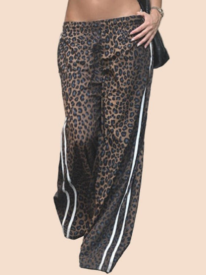 Leopard Print Street Track Pants - TayDiane