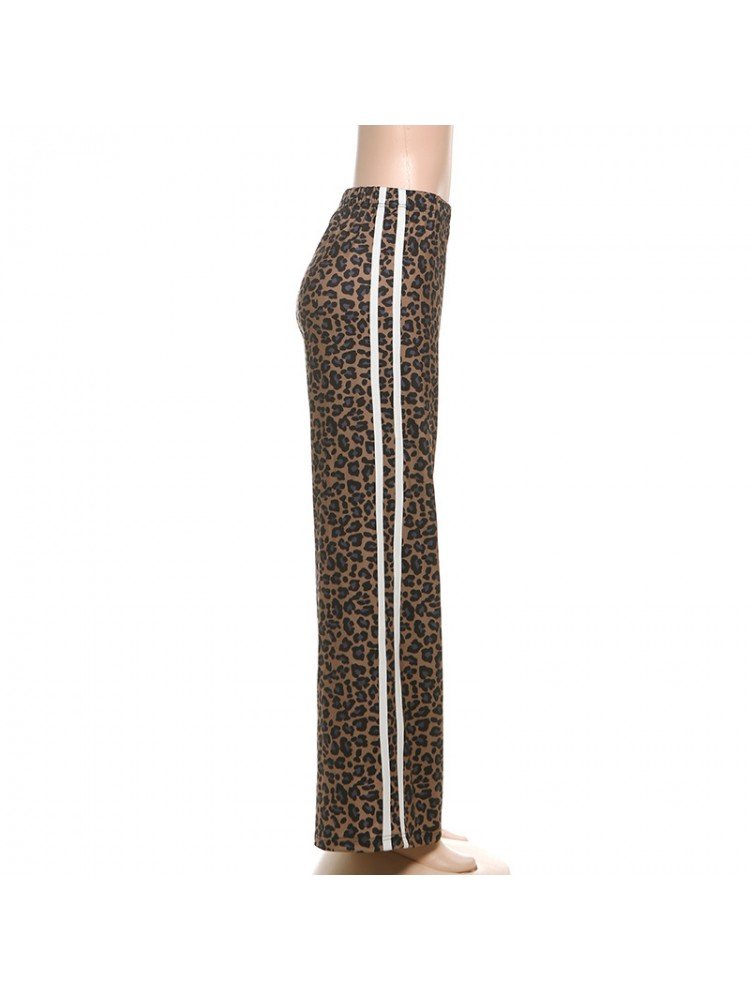 Leopard Print Street Track Pants - TayDiane