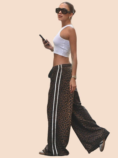 Leopard Print Street Track Pants - TayDiane