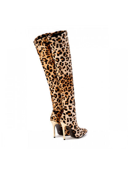 Leopard Suede Over - the - Knee Boots - TayDiane