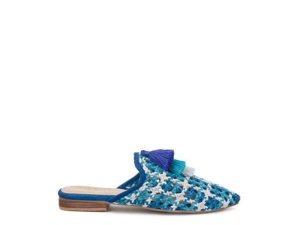 London Rag MARIANA WOVEN FLAT MULES WITH TASSELS - TayDiane