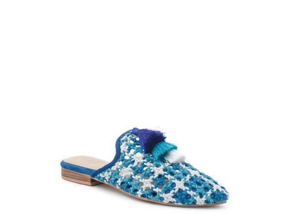 London Rag MARIANA WOVEN FLAT MULES WITH TASSELS - TayDiane