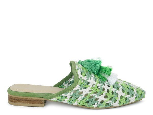 London Rag MARIANA WOVEN FLAT MULES WITH TASSELS - TayDiane