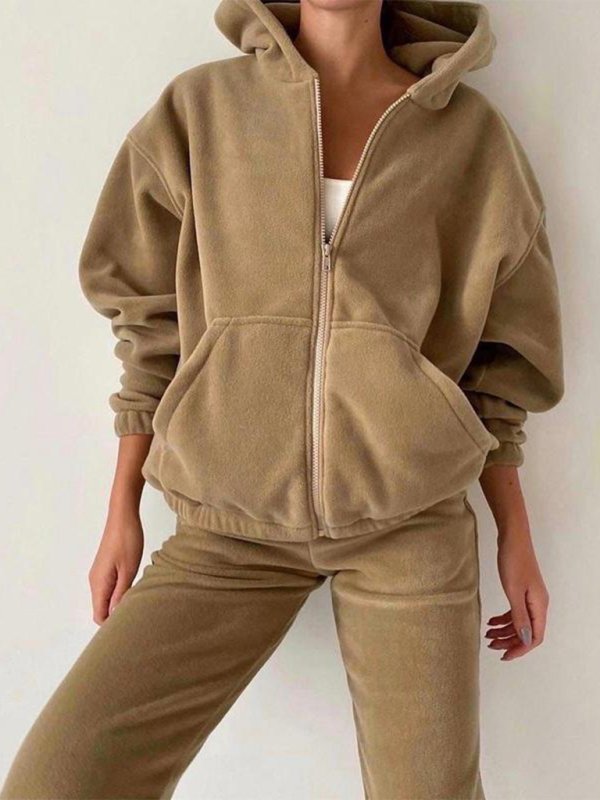 Long Sleeve Fleece Zip - Up Jogger - TayDiane