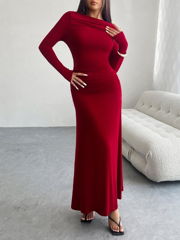 Long Sleeve Off Shoulder Midi Dress - TayDiane