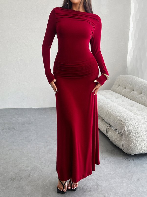 Long Sleeve Off Shoulder Midi Dress - TayDiane