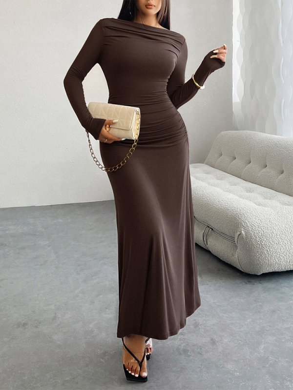 Long Sleeve Off Shoulder Midi Dress - TayDiane