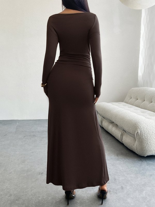 Long Sleeve Off Shoulder Midi Dress - TayDiane