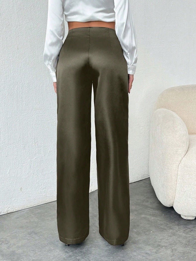 Loose Wide - Leg Satin Pants - TayDiane