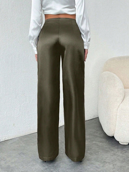 Loose Wide - Leg Satin Pants - TayDiane
