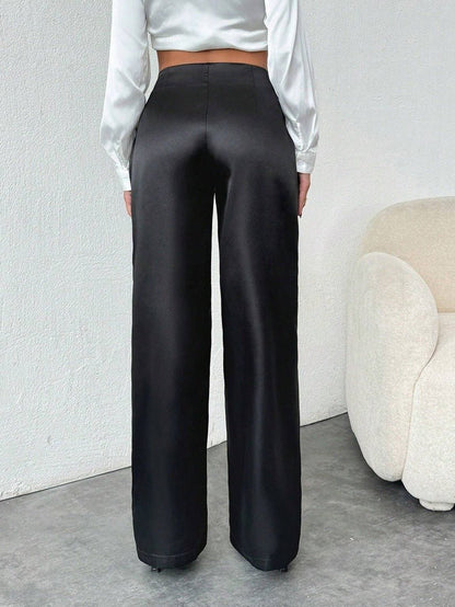 Loose Wide - Leg Satin Pants - TayDiane