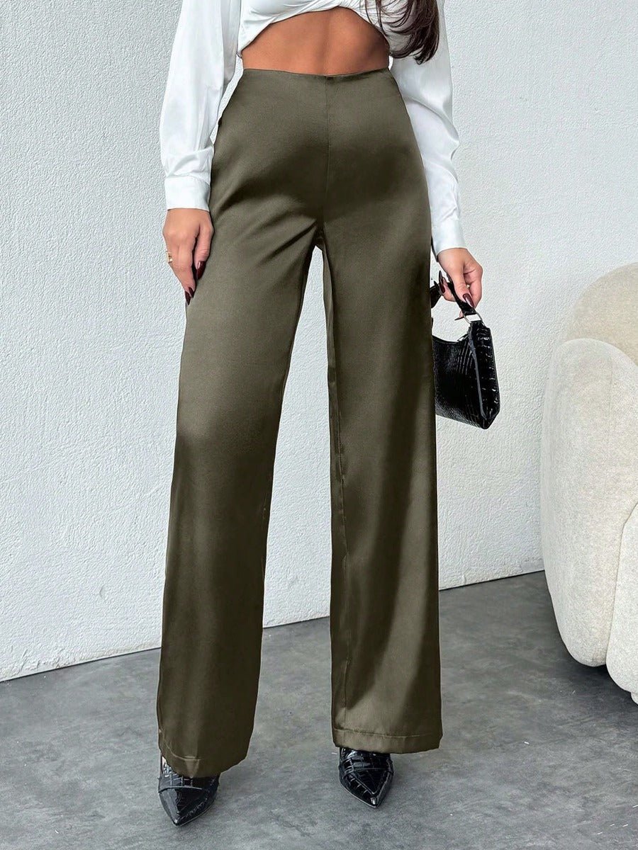 Loose Wide - Leg Satin Pants - TayDiane