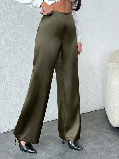 Loose Wide - Leg Satin Pants - TayDiane
