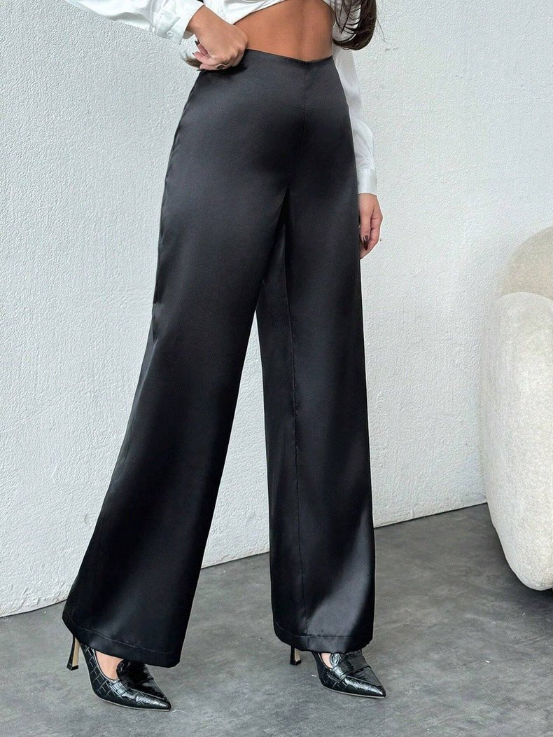Loose Wide - Leg Satin Pants - TayDiane